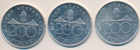 1994. 200Ft Ag "Deák" (3x) T:1-,2
Adamo F13.1