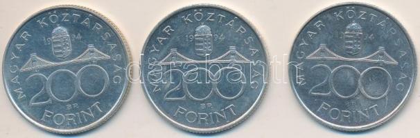 1994. 200Ft Ag "Deák" (3x) T:1-,2
Adamo F13.1