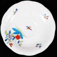 Herendi virág mintás mokkás csésze és alj, kézzel festett, jelzett, hibátlan