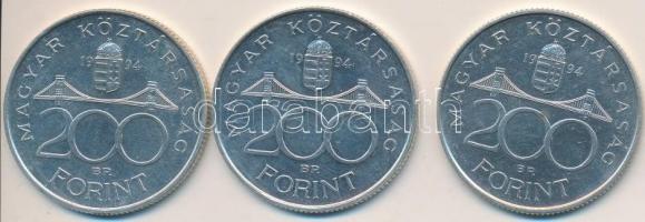 1994. 200Ft Ag "Deák" (3x) T:1-,2
Adamo F13.1