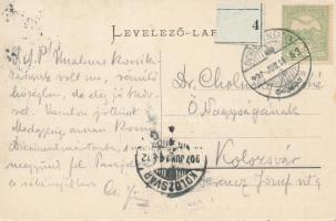 Cholnoky Jenő (1870-1950) földrajztudós saját kézzel írt képeslapja Dicsőszentmártonból feleségének