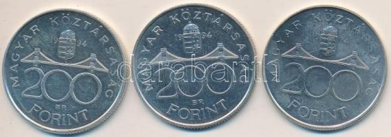 1994. 200Ft Ag "Deák" (3x) T:1-,2
Adamo F13.1