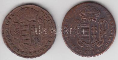 1763-176?. Rézdénár "Mária Terézia" zárt koronás (2x) T:2-/3