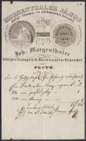 cca 1843 Pest, Morgenthaler János polg. lámpa- és pléhmunka készítő számlája
