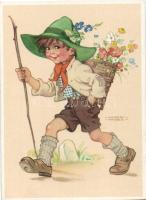 12 db megíratlan gyermek, művész motívumú lap, pinx. Lungershausen / 12 unwritten motive cards, chil...