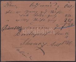 1876 Bp. II., Schwarz Antal Úri- és Női cipészáruraktára által kiállított számla