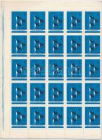 1965 Árvíz 5Ft segélybélyeg 50-es teljes ív, hajtott