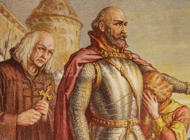 Helbing Ferenc (1870-1958): Szondi két apródja. Színezett kőnyomat, papír, jelzett a nyomaton, resta...