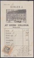 1887 Bp., Ringer J. Két Korona Szállodája által kiállított számla