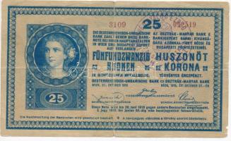 1918. 25K "3109" sima hátlappal "M. KIR. 12. HONVÉD GYALOGZRED..." lila bélyegzővel T:III- Adamo SK22/1Be