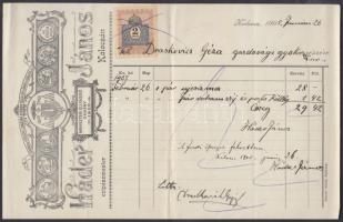 1905 Kalocsa, Káder János cipészmester által kiállított számla