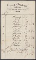 cca 1870 Landisch & Vogelsang's Hotel  zum König von Ungarn, Bécs által kiállított számla