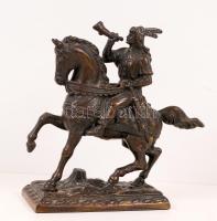 Lovas kürttel. Spiáter, jelzett, 19×19 cm