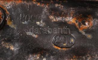 Lovas kürttel. Spiáter, jelzett, 19×19 cm