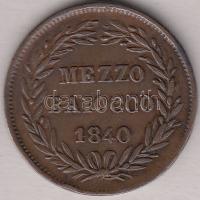 Pápai Állam 1840. Mezzo Baiocco Cu "XVI. György" T:2 ph. Papal States 1840. Mezzo Baiocco Cu "George XVI" C:XF edge error