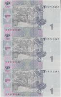 Ukrajna 2004. 1H 3-as ívben T:I 
Ukraine 2004. 1 Hryvnia in sheet of three C:Unc 
Krause 116