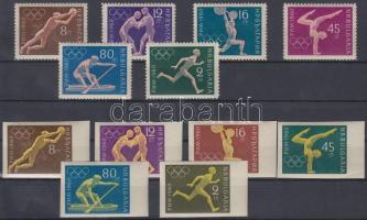 Rome Summer Olympics perforated and margin imperforated set, Római nyári olimpia fogazott és ívszéli vágott sor