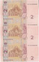 Ukrajna 2004. 2H 3-as ívben T:I 
Ukraine 2004. 2 Hryvnia in sheet of three C:Unc
Krause 117