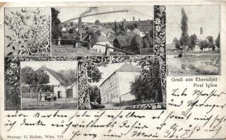 Saalburg-Ebersdorf, Moravian church, school, inn, floral (EK)