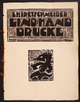 L.H. Bretschneider: Lino hand drucke. 7 db lino, papír, jelzett, 6×7-15×13 cm, mappában