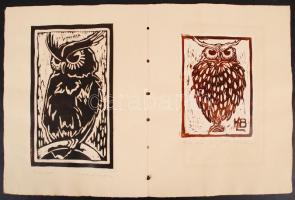 L.H. Bretschneider: Lino hand drucke. 7 db lino, papír, jelzett, 6×7-15×13 cm, mappában