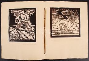 L.H. Bretschneider: Lino hand drucke. 7 db lino, papír, jelzett, 6×7-15×13 cm, mappában