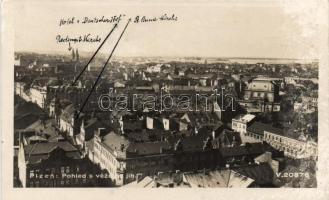 4 db RÉGI cseh városképes lap (Krummau, Luhacovice, Teplice, Pilsen) / 4 old Czech town-view postcards (Krummau, Luhacovice, Teplice, Pilsen)