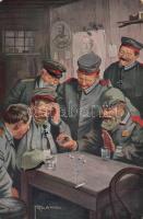 'Sonntag im Unterstand' German soldiers, dice game A.R. & C. i. B. No. 843/1 s: Roland