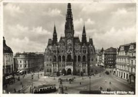 Liberec, Reichenberg; Old Town Square, Town Hall, tram (EK)