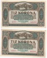 1920. 10K (2x) sorszámkövető T:I- (hajtatlan, szamárfül, kis folt) Adamo K14