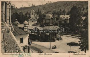 Bártfafürdő, B. Danay üzlete / shop, fountain (EK)