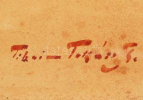 Tibai Takács Jenő (1846-1943): Virágcsendélet. Akvarell, papír, jelzett, üvegezett antik keretben, f...