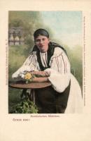 Romänisches Mädchen, Siebenbürgische Volkstypen-Karte Nr. 7. / Romanian folklore