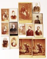cca 1860-1890 14 db keményhátú fotó, magyar fényképészek műterméből