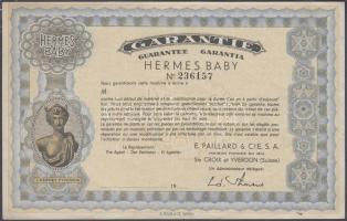 Svájc DN "Hermes Baby" kitöltetlen babakötvény T:I- Switzerland ND "Hermes Baby" unfilled baby bond C:AU
