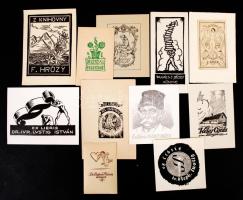 11 db különböző Ex libris kisgrafika