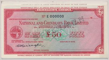 Nagy-Britannia DN "National and Grindlays Bank Limited" 2Ł + 50Ł "SPECIMEN" utazási csekk T:I,II Great Britain ND "National and Grindlays Bank Limited" 2 Pounds + 50 Pounds "SPECIMEN" travellers cheque C:UNC,XF