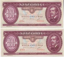 1995. 100Ft (2x) sorszámkövető, jobbra tolódott előlapi nyomat! T:I,I- Adamo F39