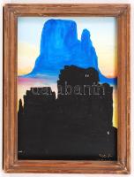Kormos Balázs (1976-): Kék kanyon. Olaj, farost, jelzett, kopott, keretben 35×24 cm