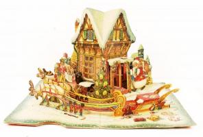 3D-s kihajthatós karácsonyi hangulatkép, 45x32x30 cm