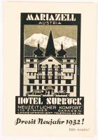 1932 Mariazell Austria Hotel Surböck kinyitható kártyanaptár