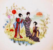 Zsolnay hiányos szendvicses készlet, matricás, jelzett, hibátlan, d:14,5 cm, d:24 cm