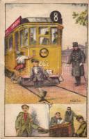 'Rendőri Gyermekbíróság Segélyalap' Orion tram, children / charity card s: Tabor (b)