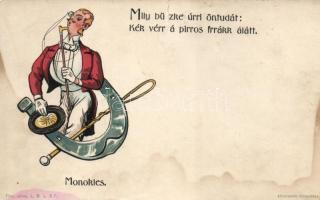 'Monokles' man, horseshoe, litho (b)