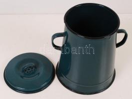 Zománcos fém zsíros bödön fedővel, m: 19 cm