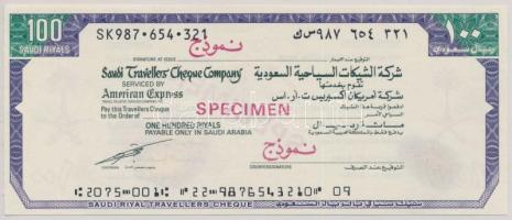 Szaúd-Arábia DN "Saudi Travellers Cheque Company" 100R "SPECIMEN" utazási csekk T:- (folt) Saudi Arabia ND "Saudi Travellers Cheque Company" 100 Rials "SPECIMEN" travellers cheque C:AU (stained)