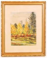 Móka jelzéssel: Erdőrészlet. Akvarell, papír, üvegezett keretben, 28×21 cm