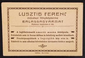 cca 1920-1930 Lusztig Ferenc művészi fényképterme Balassagyarmat, fényképboríték