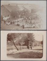 1917 Huszt: körmenet és folyópart, 2 db fotóképeslap, 14x9 cm