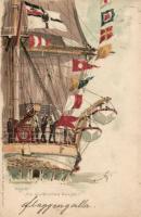 1898 Signal: Ein glückliches Neujahr / German navy, New Year greeting, Meissner & Buch Marinepostkarten Serie 1000. artist signed litho (EK)